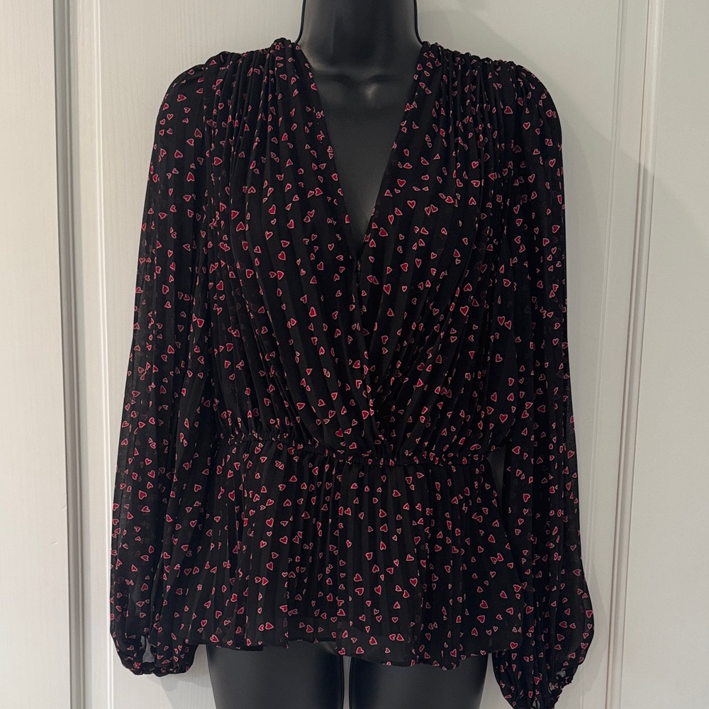 DKNYC Black Blouse with Pink Accents